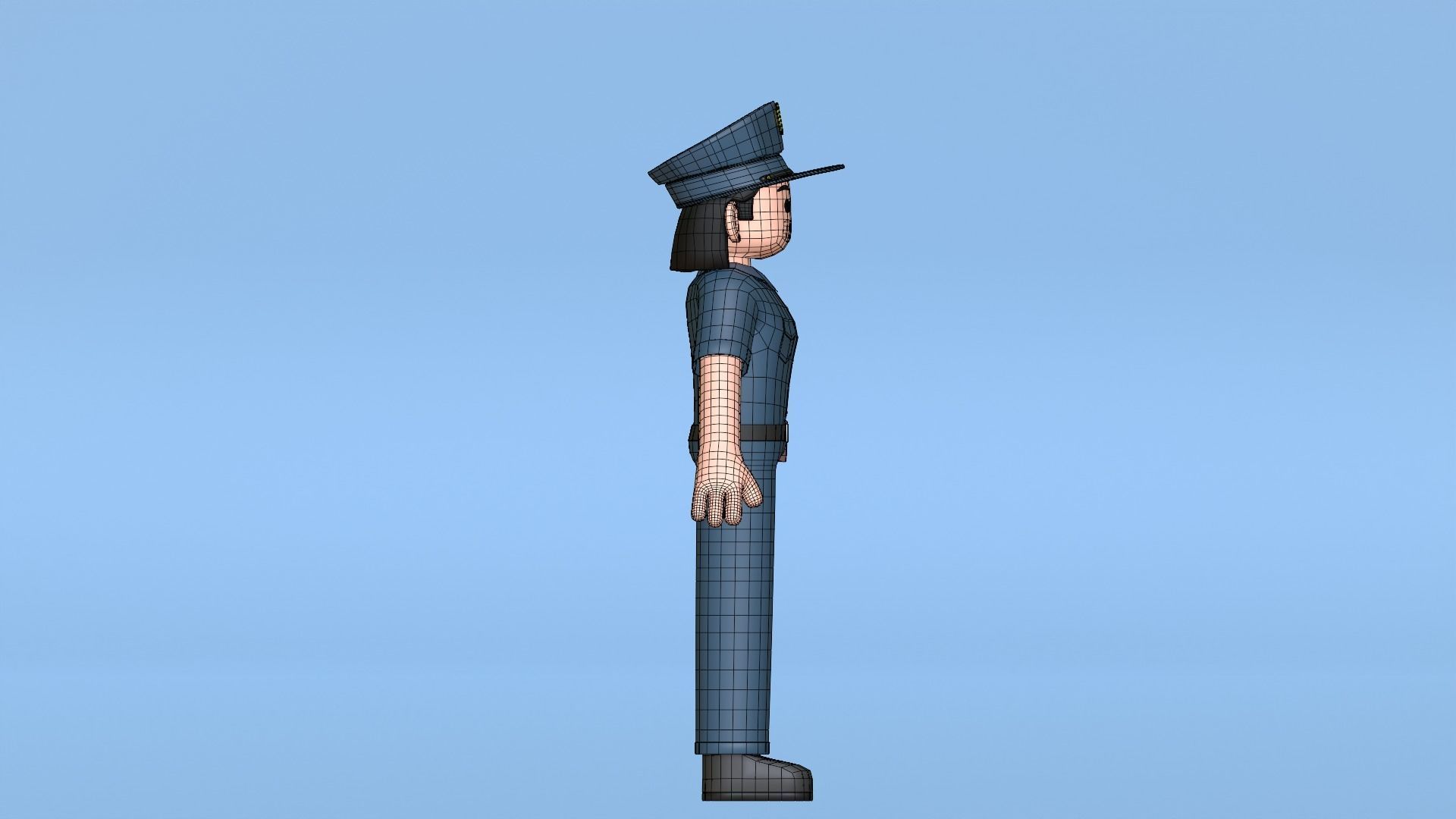 Minimal Female Police Cartoon Character Low-poly 3D model_25