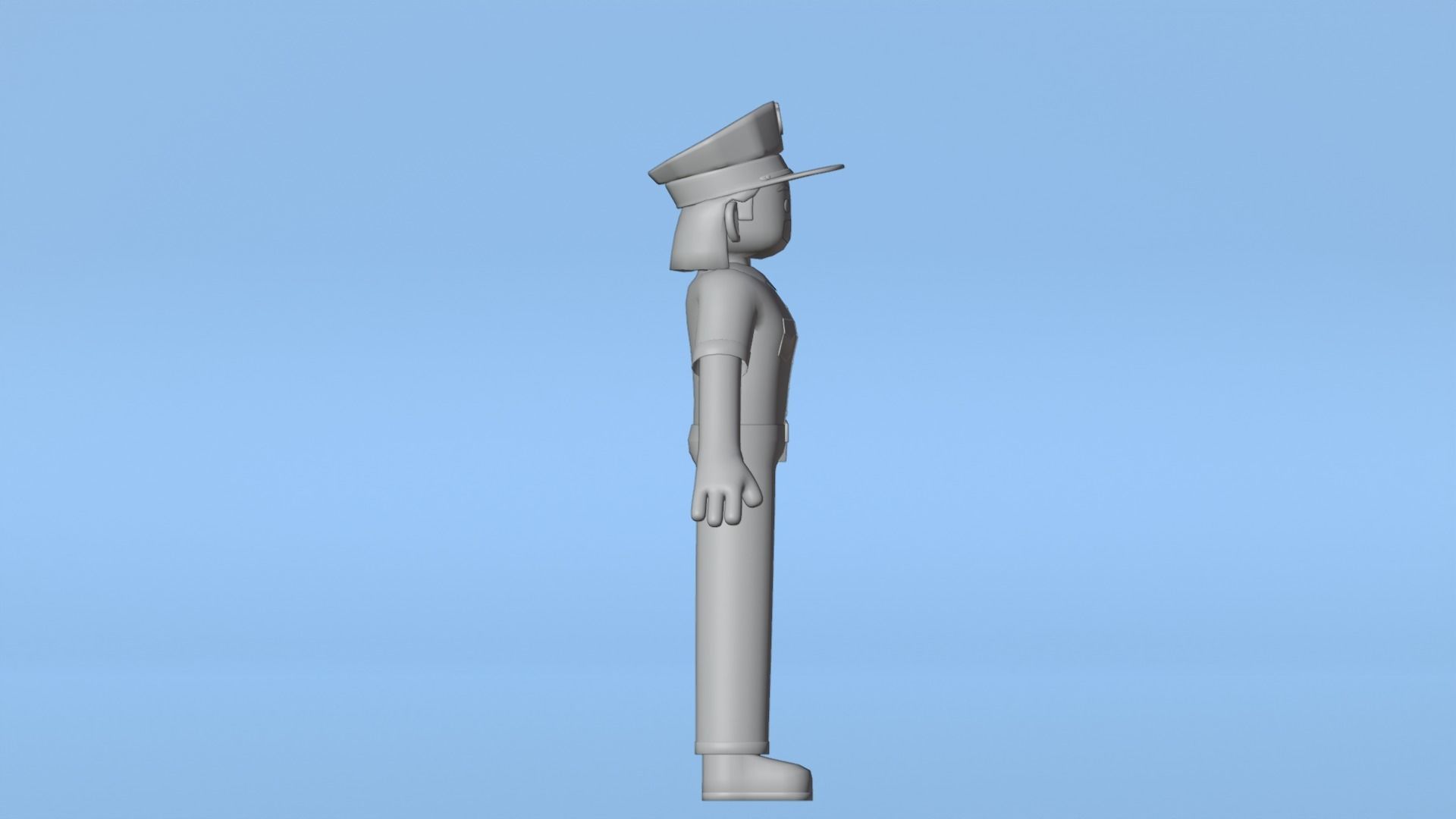 Minimal Female Police Cartoon Character Low-poly 3D model_17