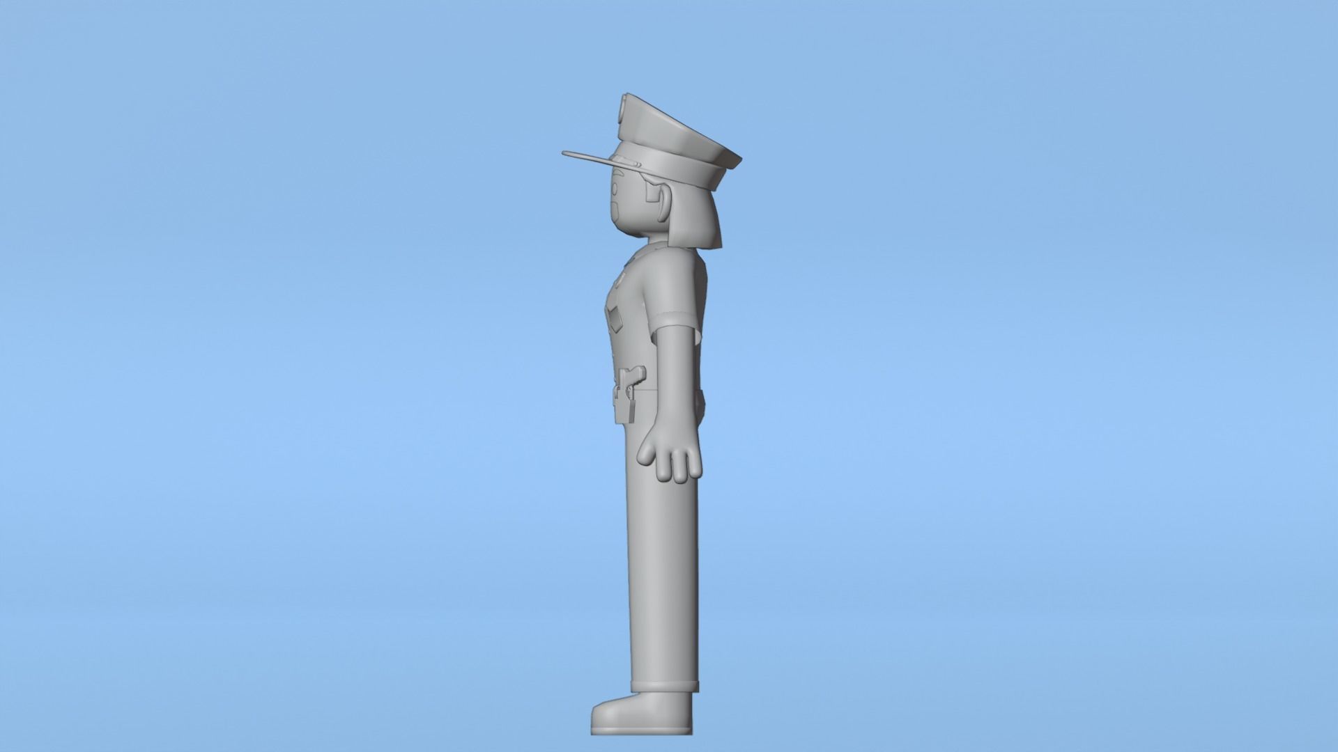 Minimal Female Police Cartoon Character Low-poly 3D model_19