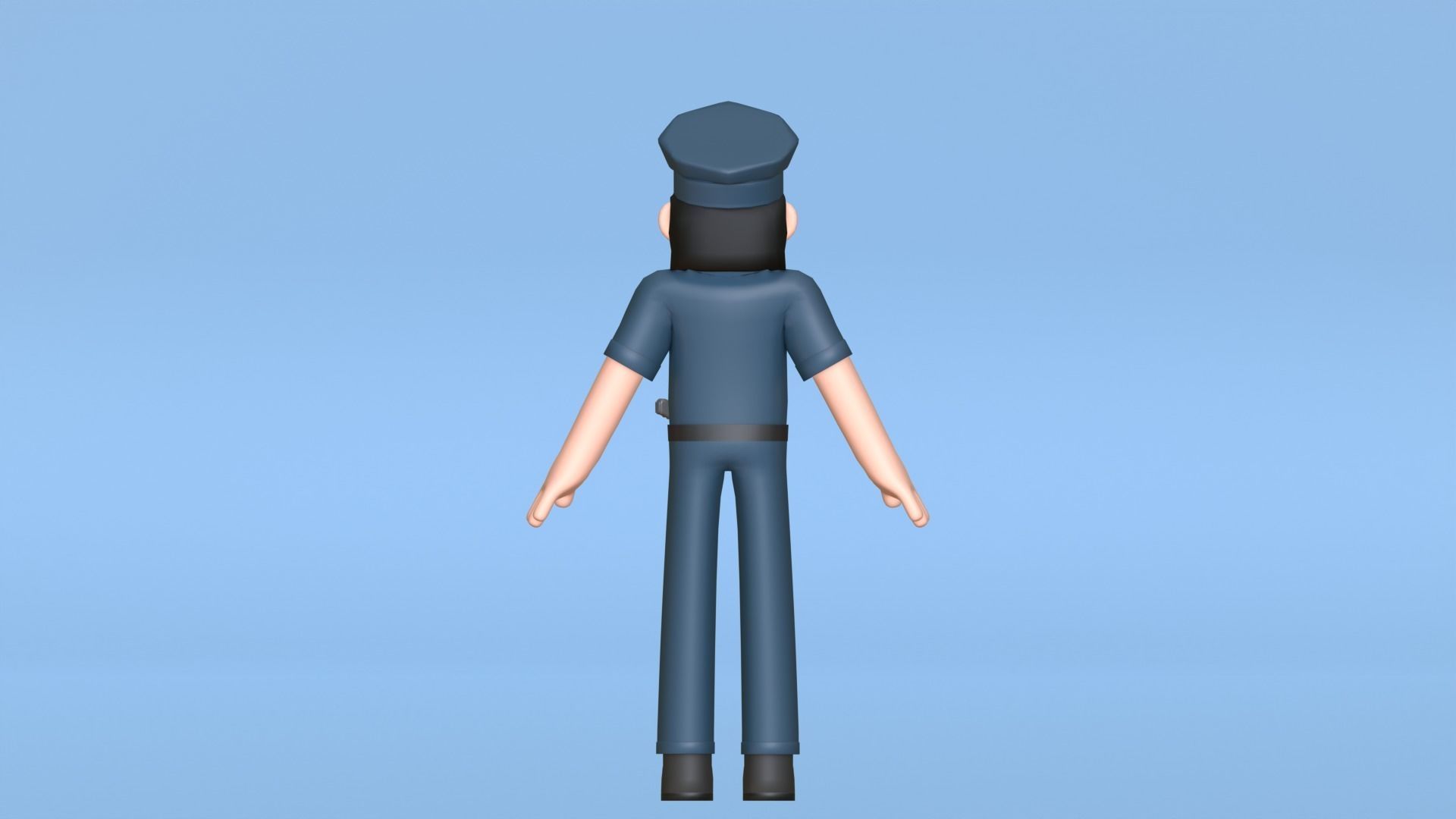 Minimal Female Police Cartoon Character Low-poly 3D model_14