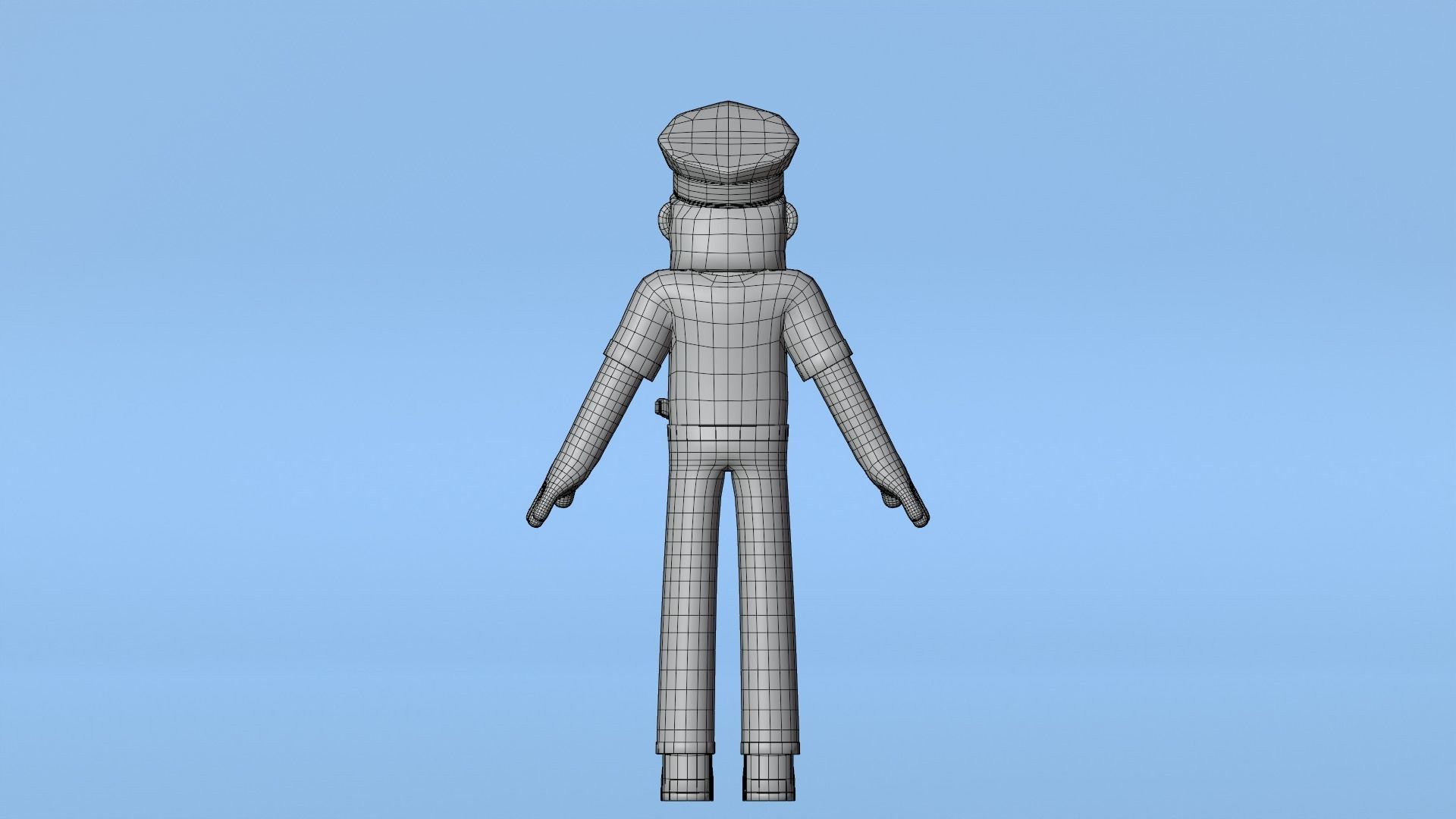 Minimal Female Police Cartoon Character Low-poly 3D model_22