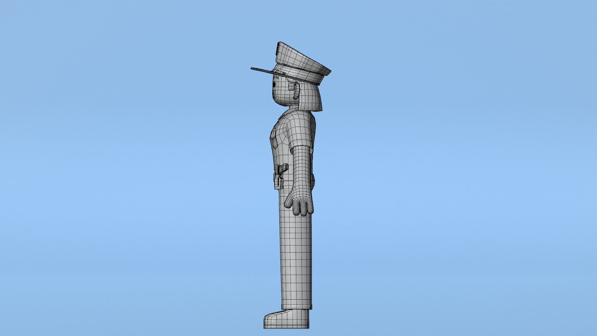 Minimal Female Police Cartoon Character Low-poly 3D model_23