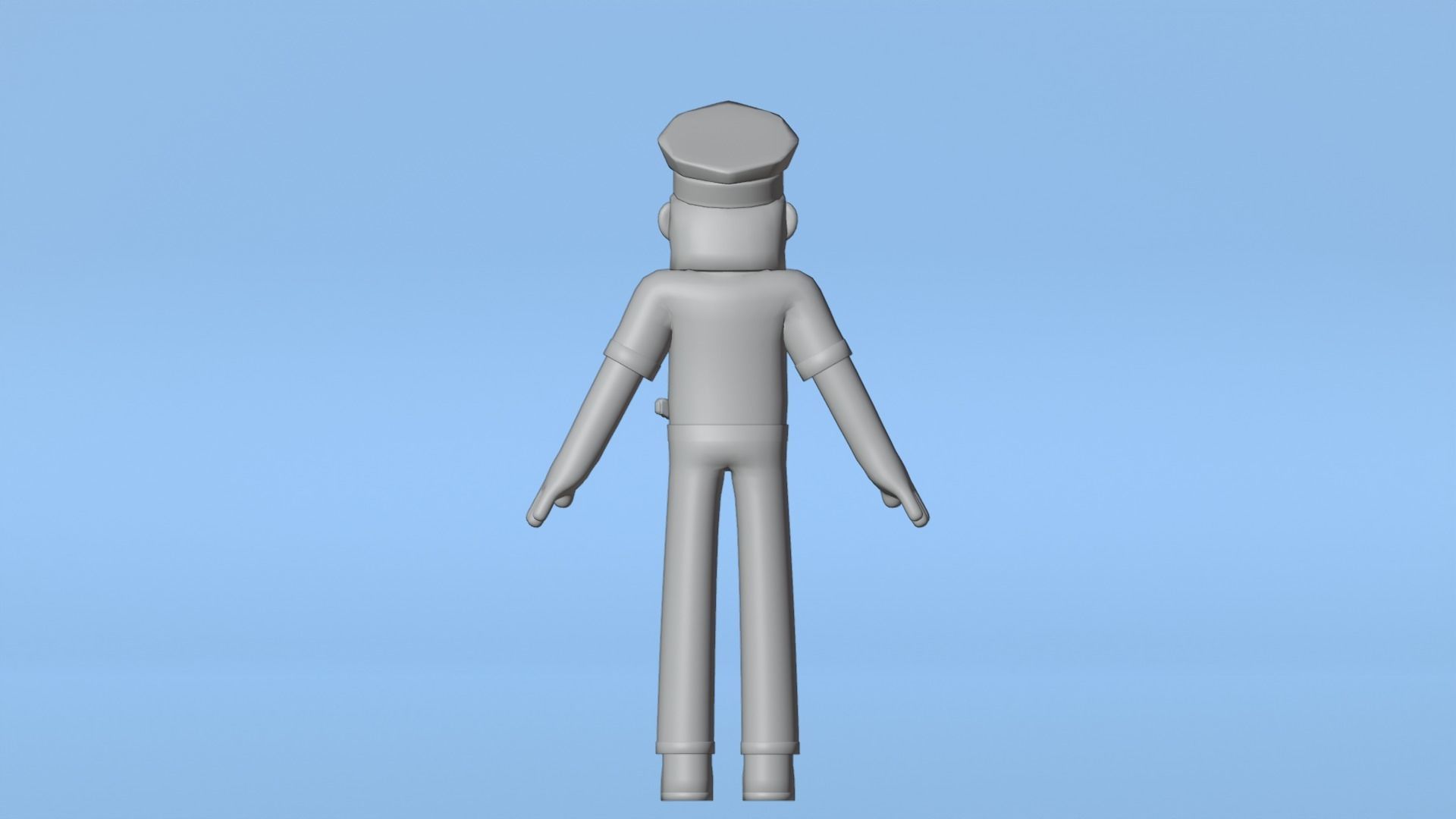 Minimal Female Police Cartoon Character Low-poly 3D model_18