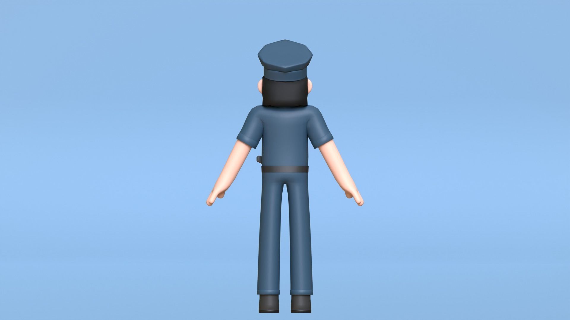 Minimal Female Police Cartoon Character Low-poly 3D model_10