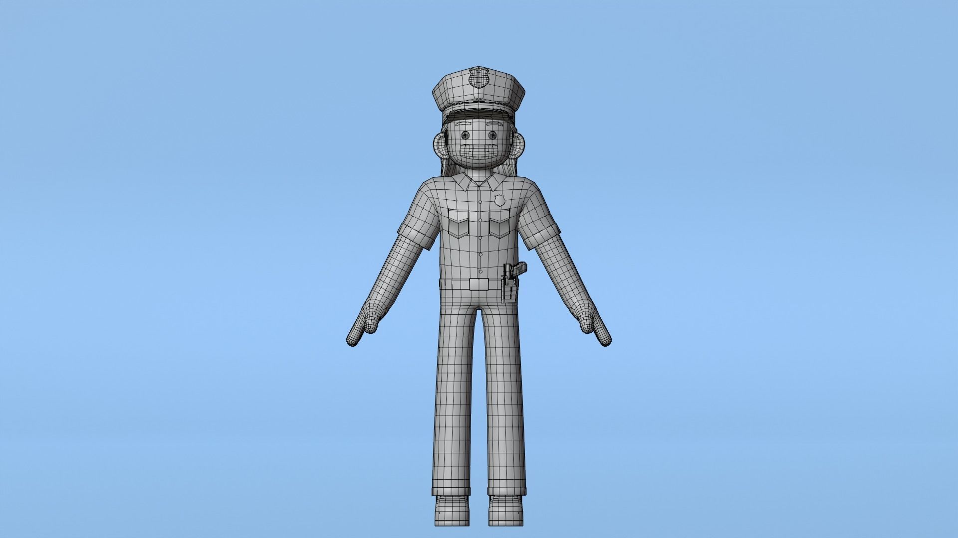 Minimal Female Police Cartoon Character Low-poly 3D model_20