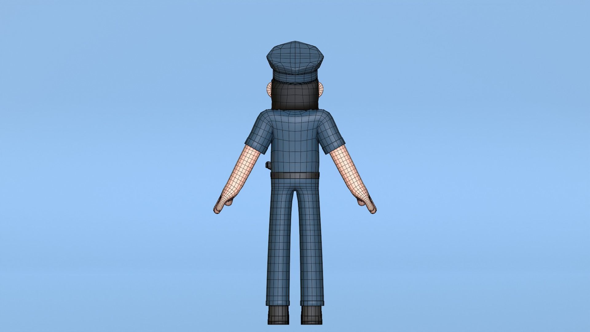 Minimal Female Police Cartoon Character Low-poly 3D model_26