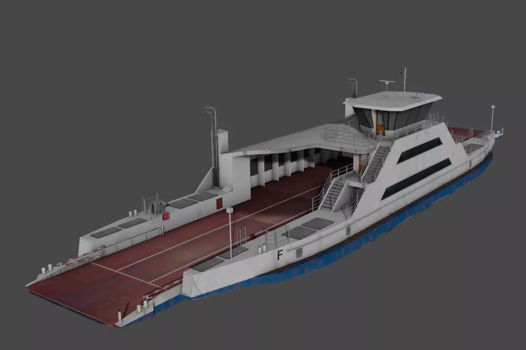 Rhein ferry 3D model low-poly Low-poly 3D model