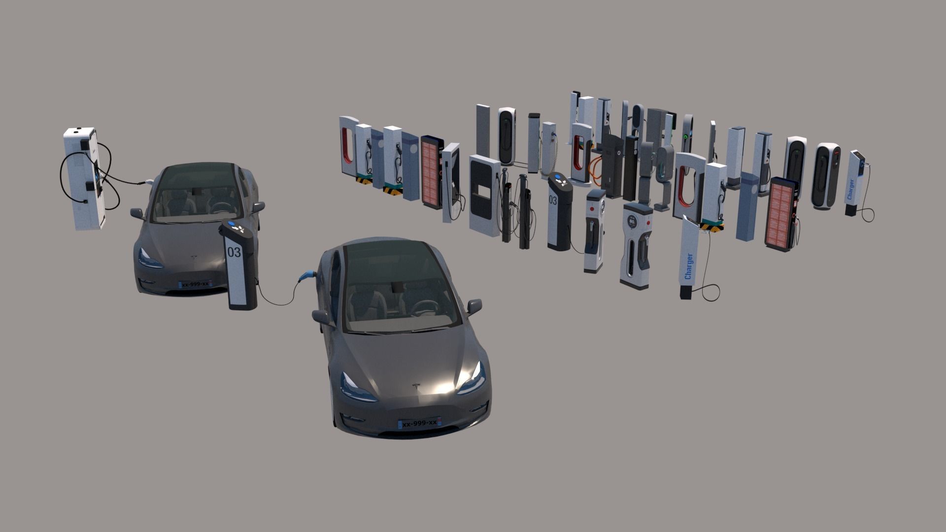 Charging station - Charging pile -EV- Car charger 3D model_2