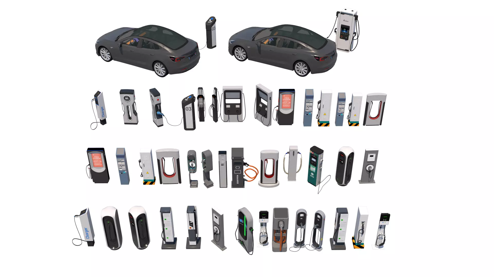 Charging station - Charging pile -EV- Car charger 3D model_0