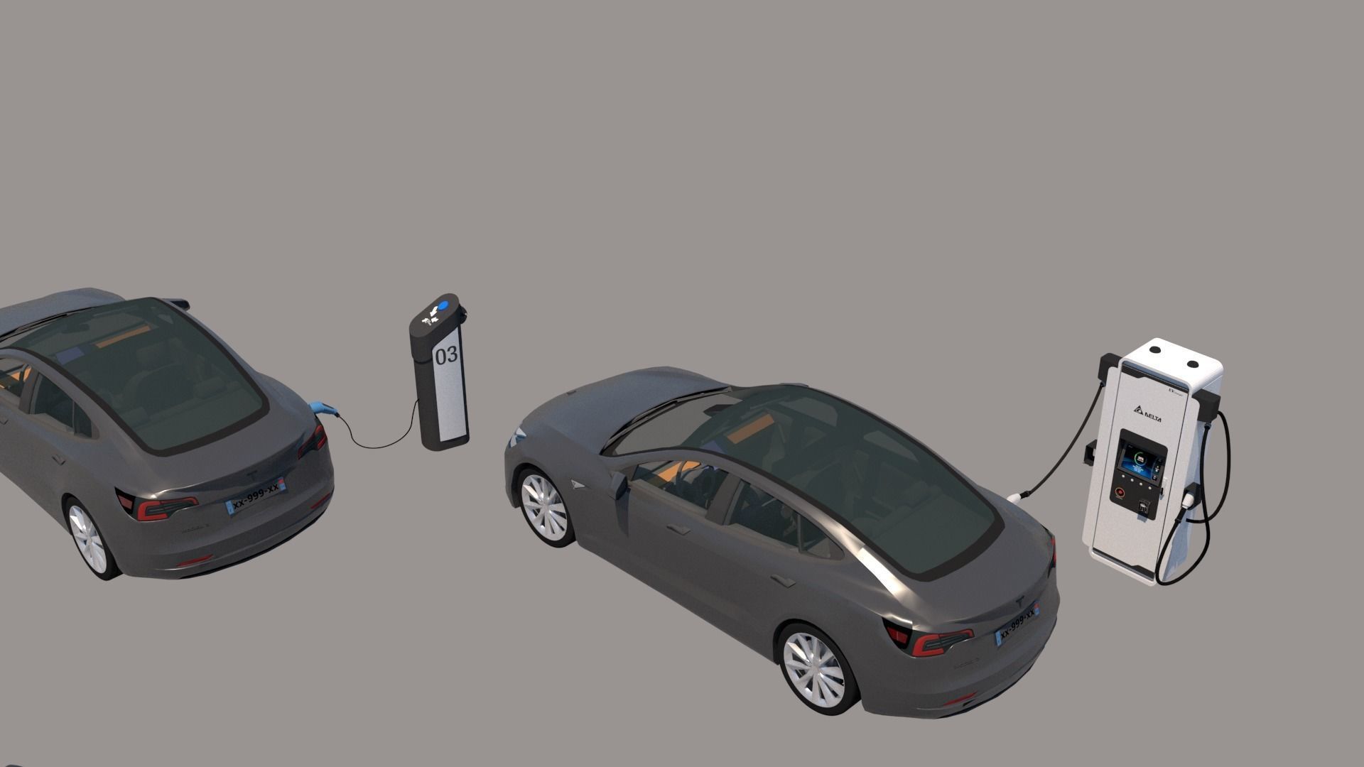 Charging station - Charging pile -EV- Car charger 3D model_3