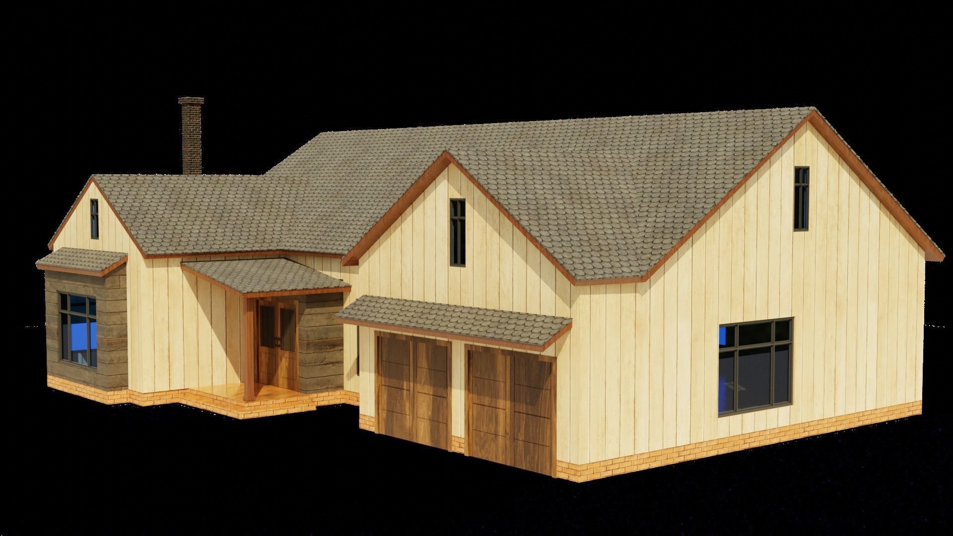 American House Low-poly 3D model_2