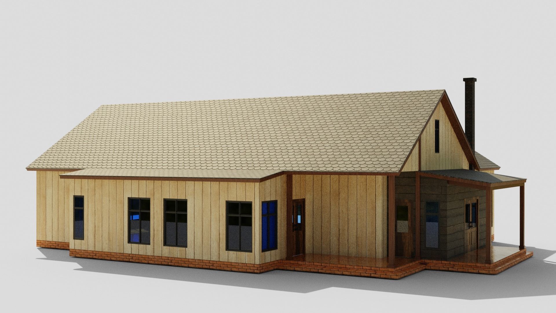 American House Low-poly 3D model_5