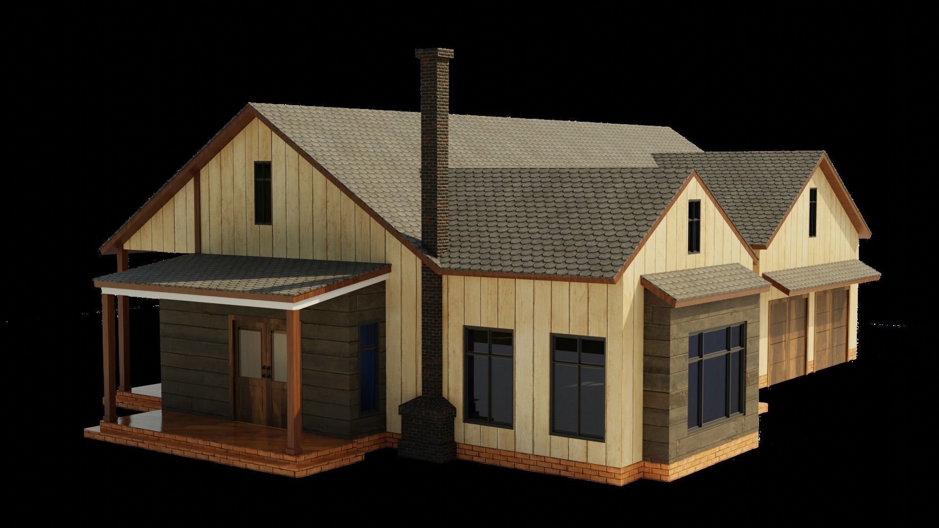 American House Low-poly 3D model_4