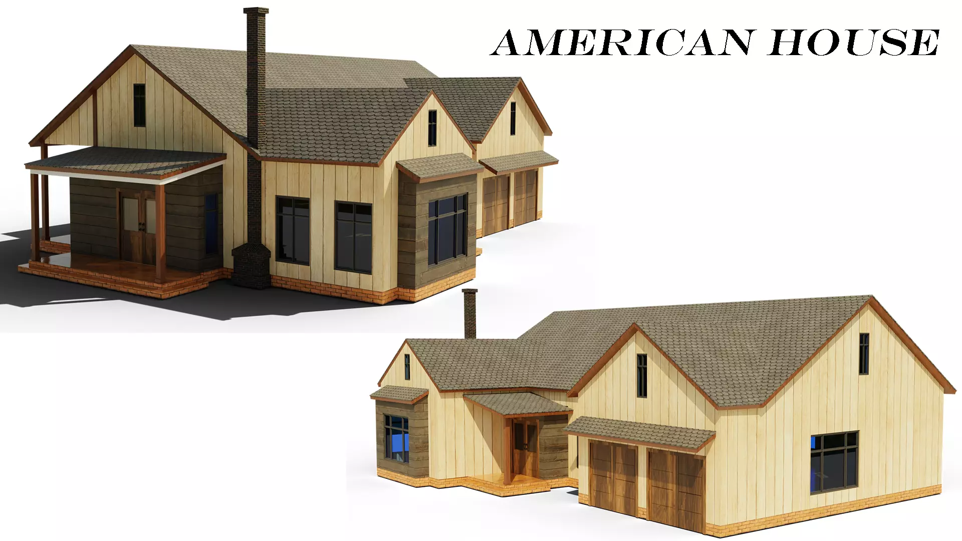 American House Low-poly 3D model_0