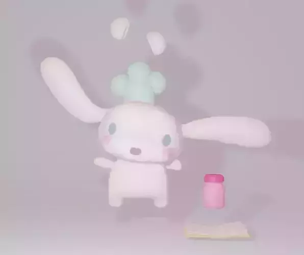 cinnamonroll cute white dog character Low-poly 3D model