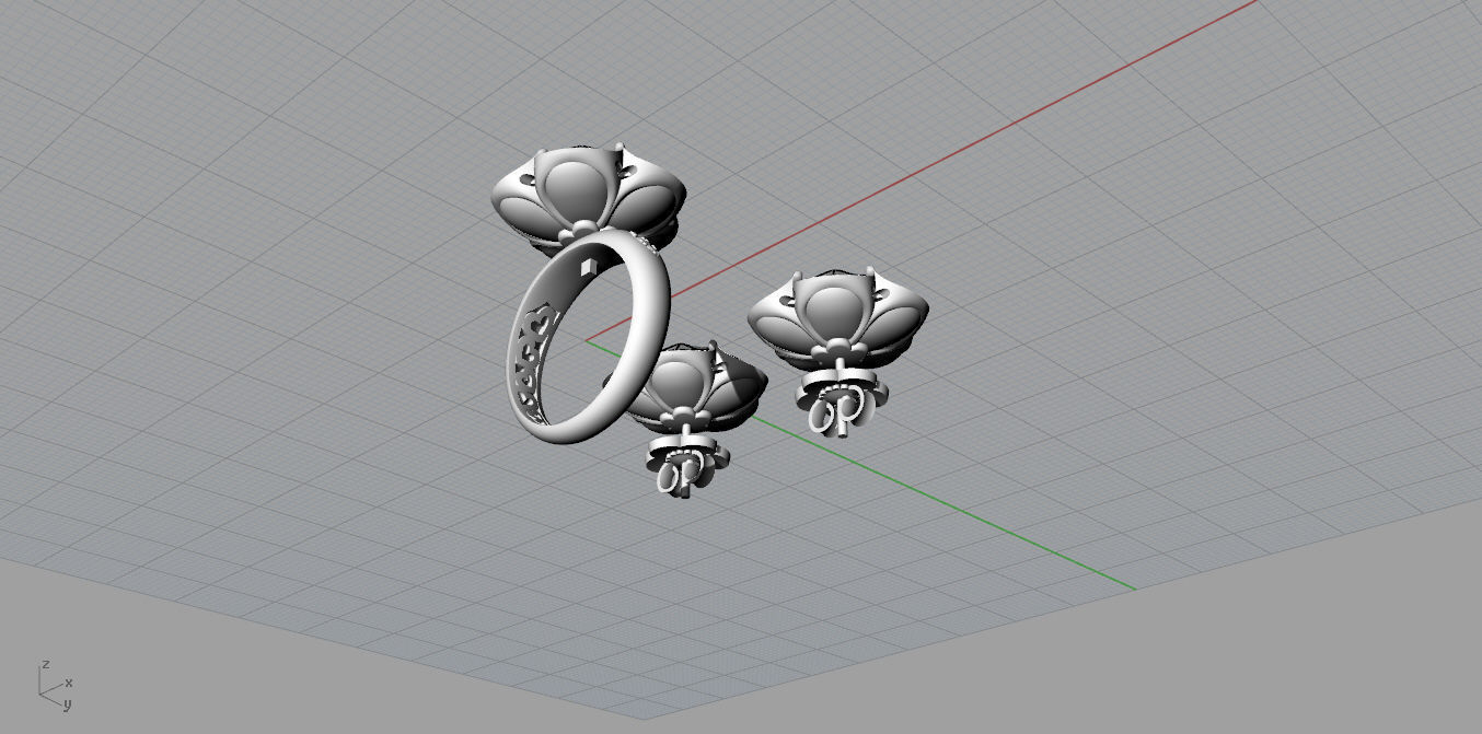 Ring and Earrings 3D print model_10