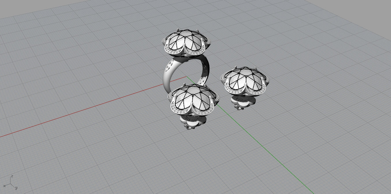 Ring and Earrings 3D print model_14