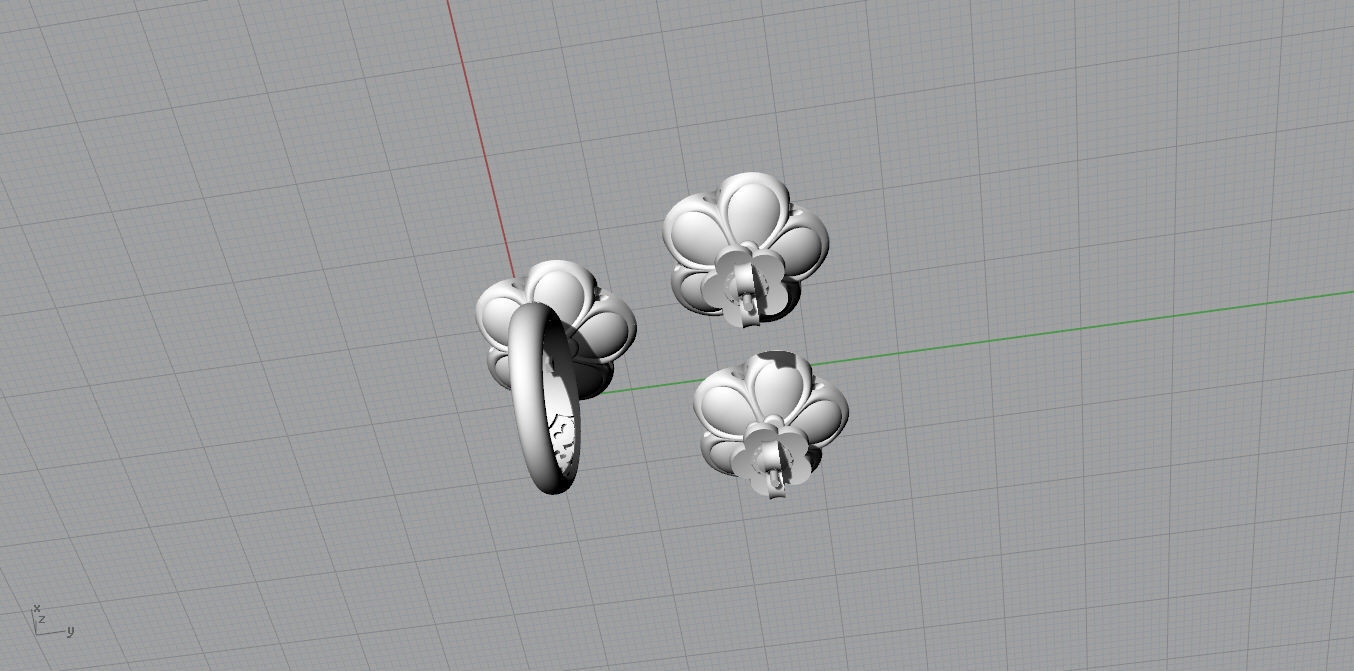 Ring and Earrings 3D print model_13