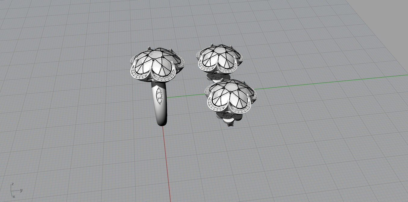 Ring and Earrings 3D print model_11