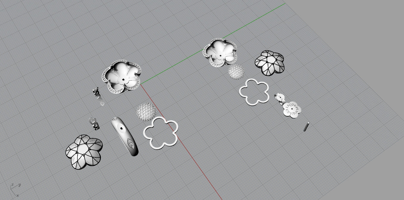 Ring and Earrings 3D print model_23