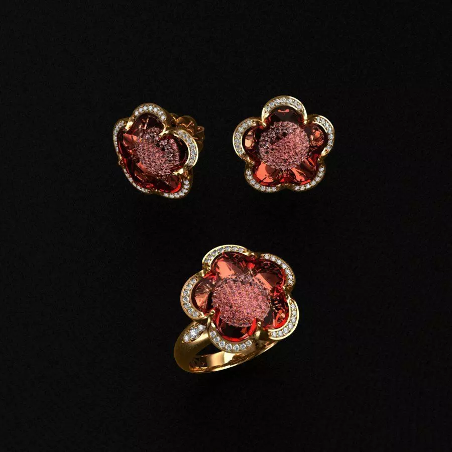 Ring and Earrings 3D print model_0