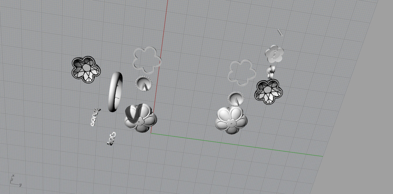 Ring and Earrings 3D print model_21