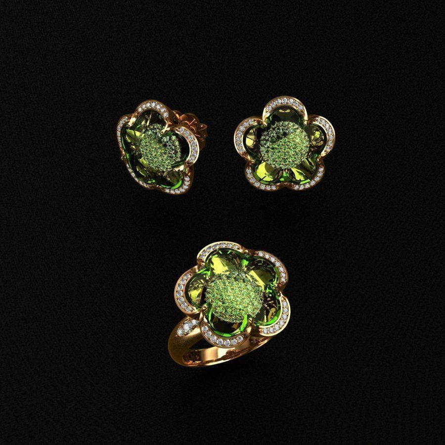 Ring and Earrings 3D print model_2