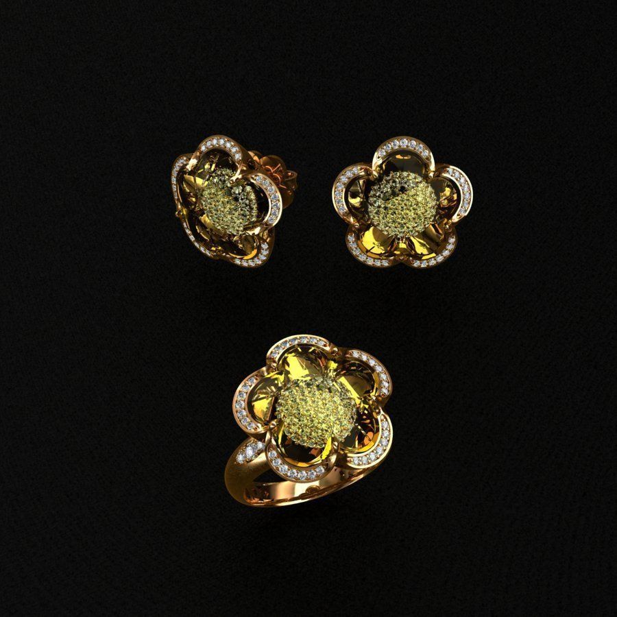 Ring and Earrings 3D print model_4