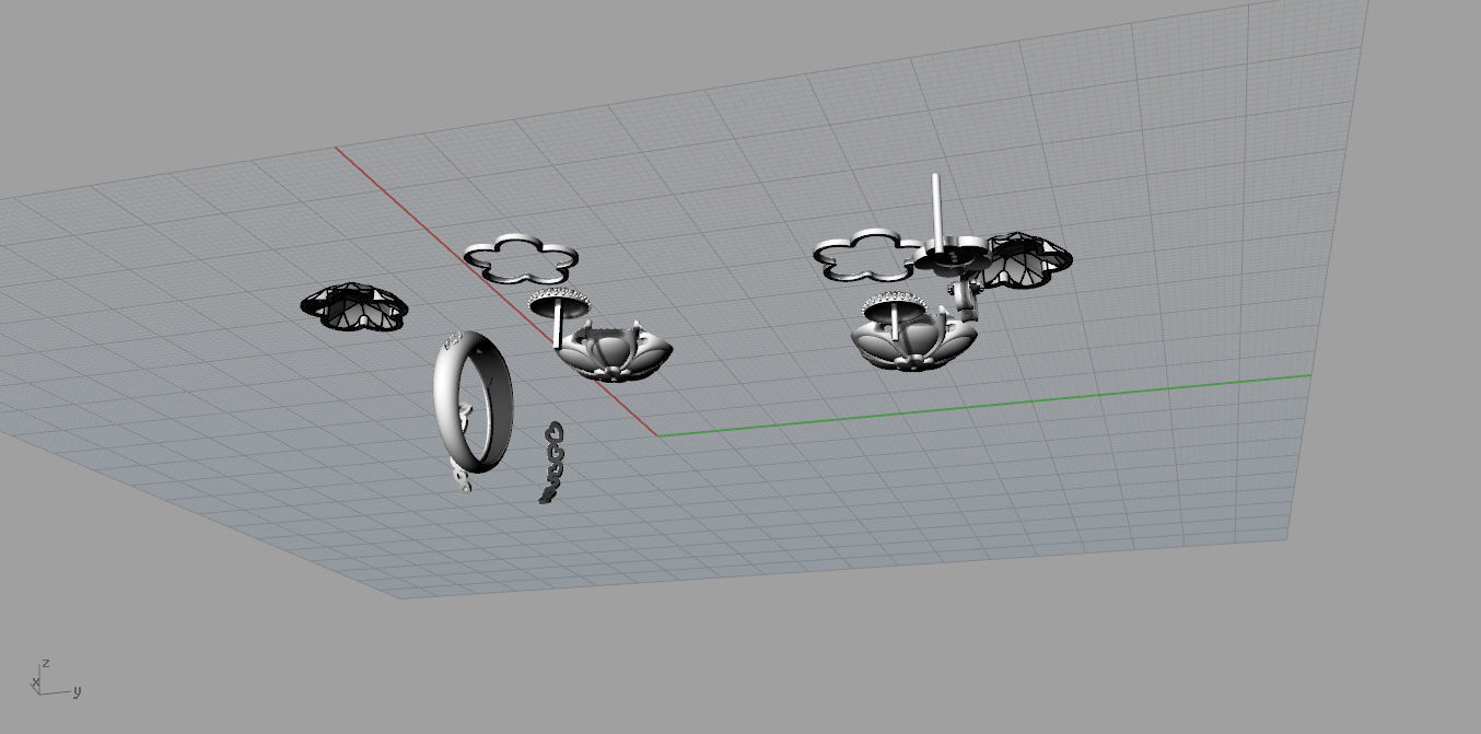 Ring and Earrings 3D print model_22