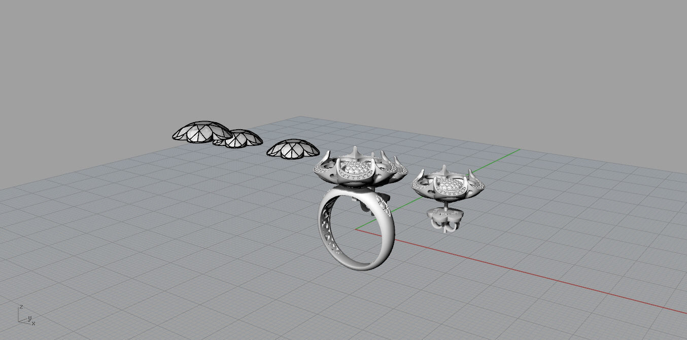 Ring and Earrings 3D print model_19