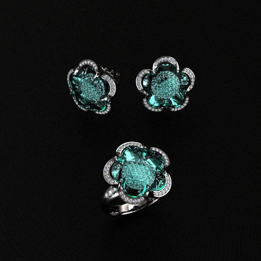 Ring and Earrings 3D print model_3