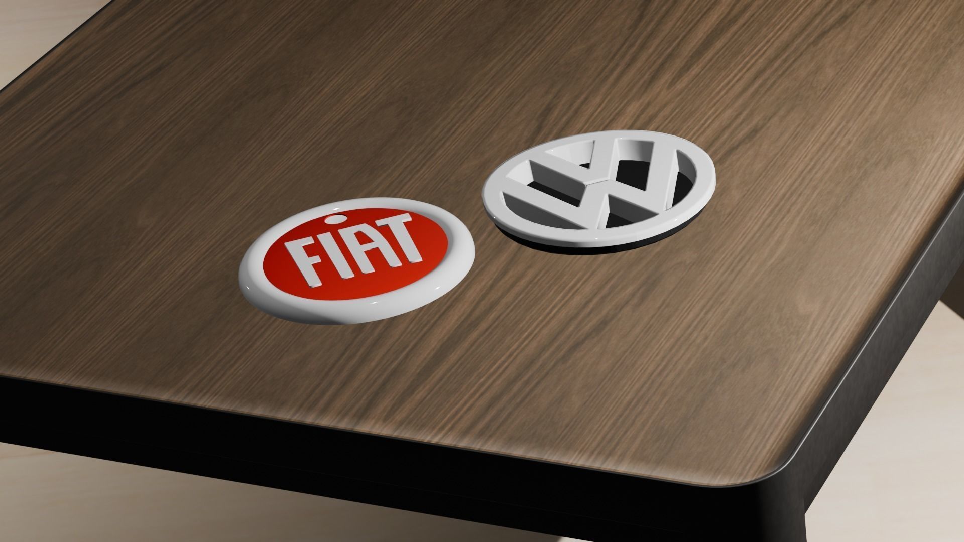 Keychain Fiat and Volkswagen Llavero 3D print model_1