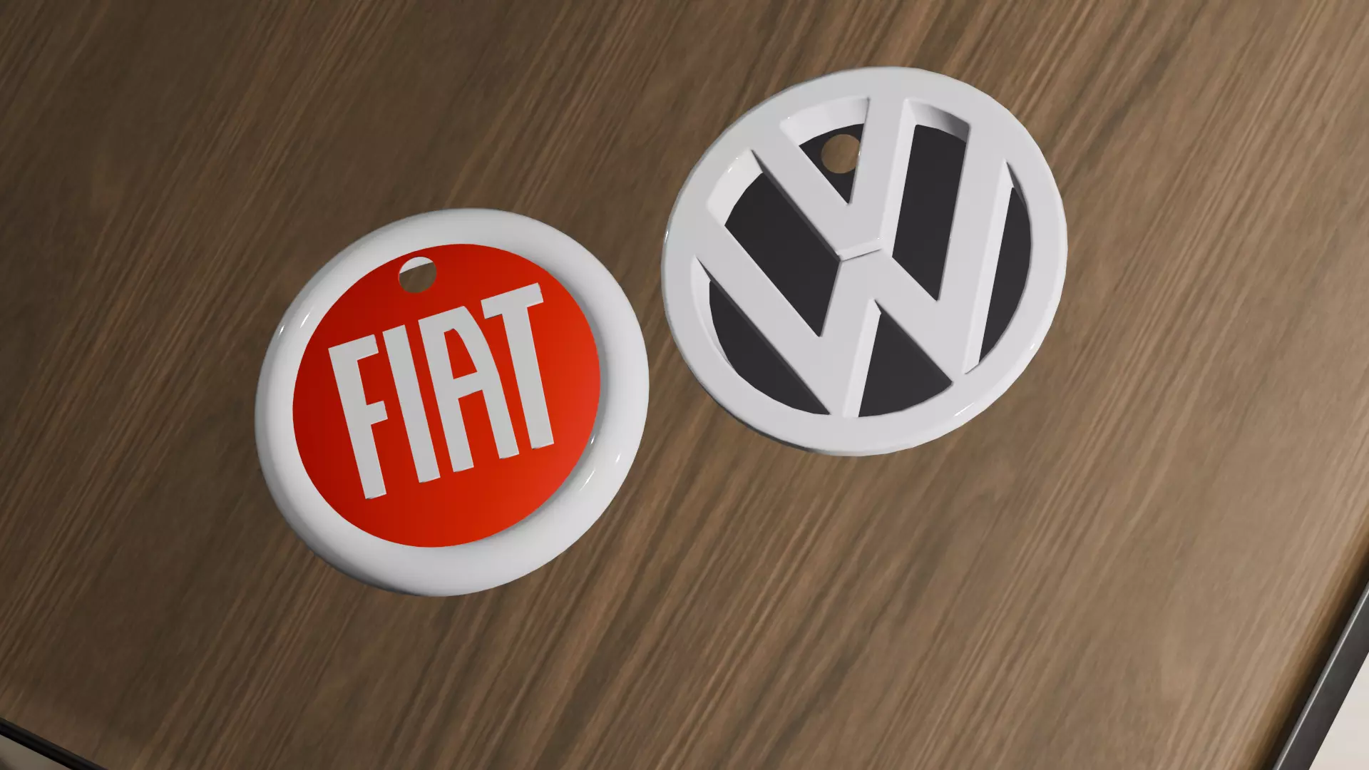Keychain Fiat and Volkswagen Llavero 3D print model_0