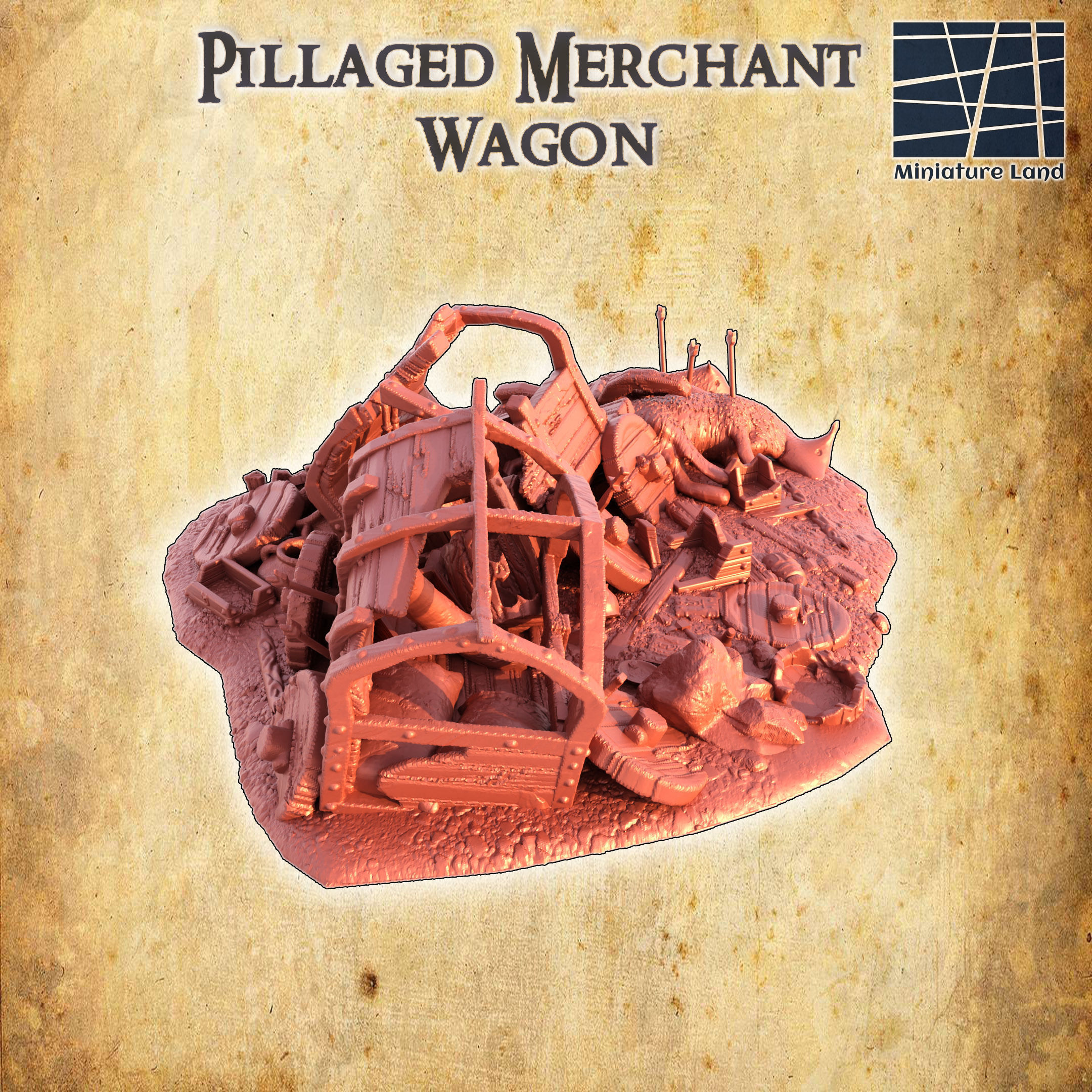 Pillaged Merchant Wagon Tabletop Terrain 28 mm 3D print model_3