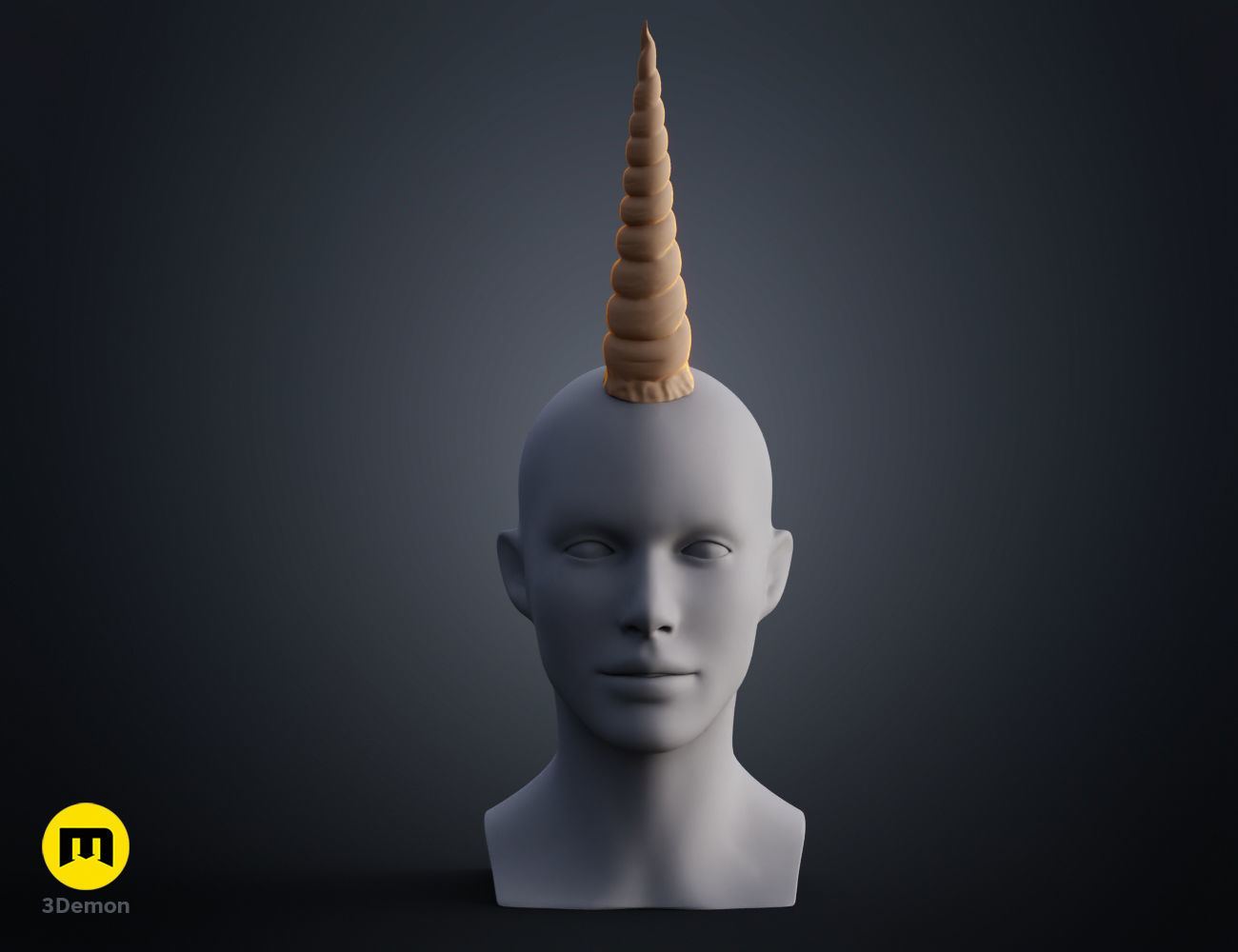 Textured Unicorn horns 3D print model_14
