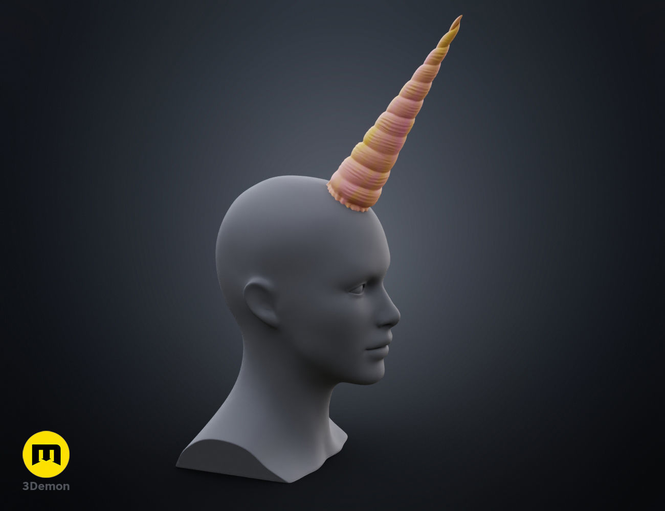 Textured Unicorn horns 3D print model_13