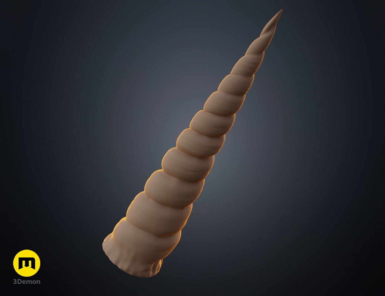 Textured Unicorn horns 3D print model_6