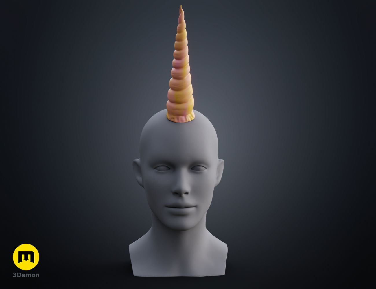 Textured Unicorn horns 3D print model_12