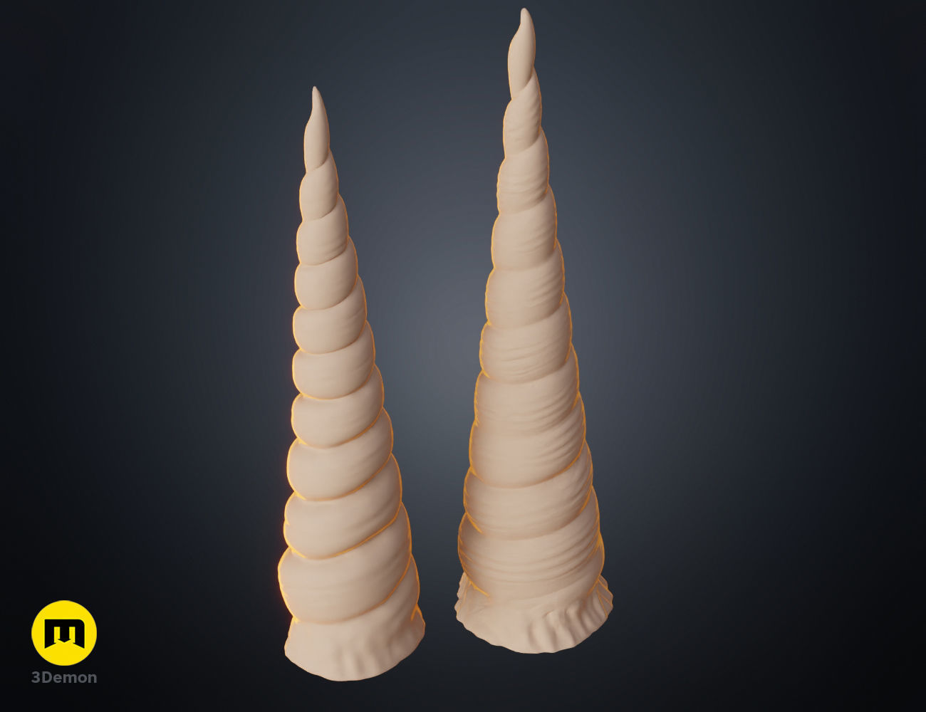 Textured Unicorn horns 3D print model_17