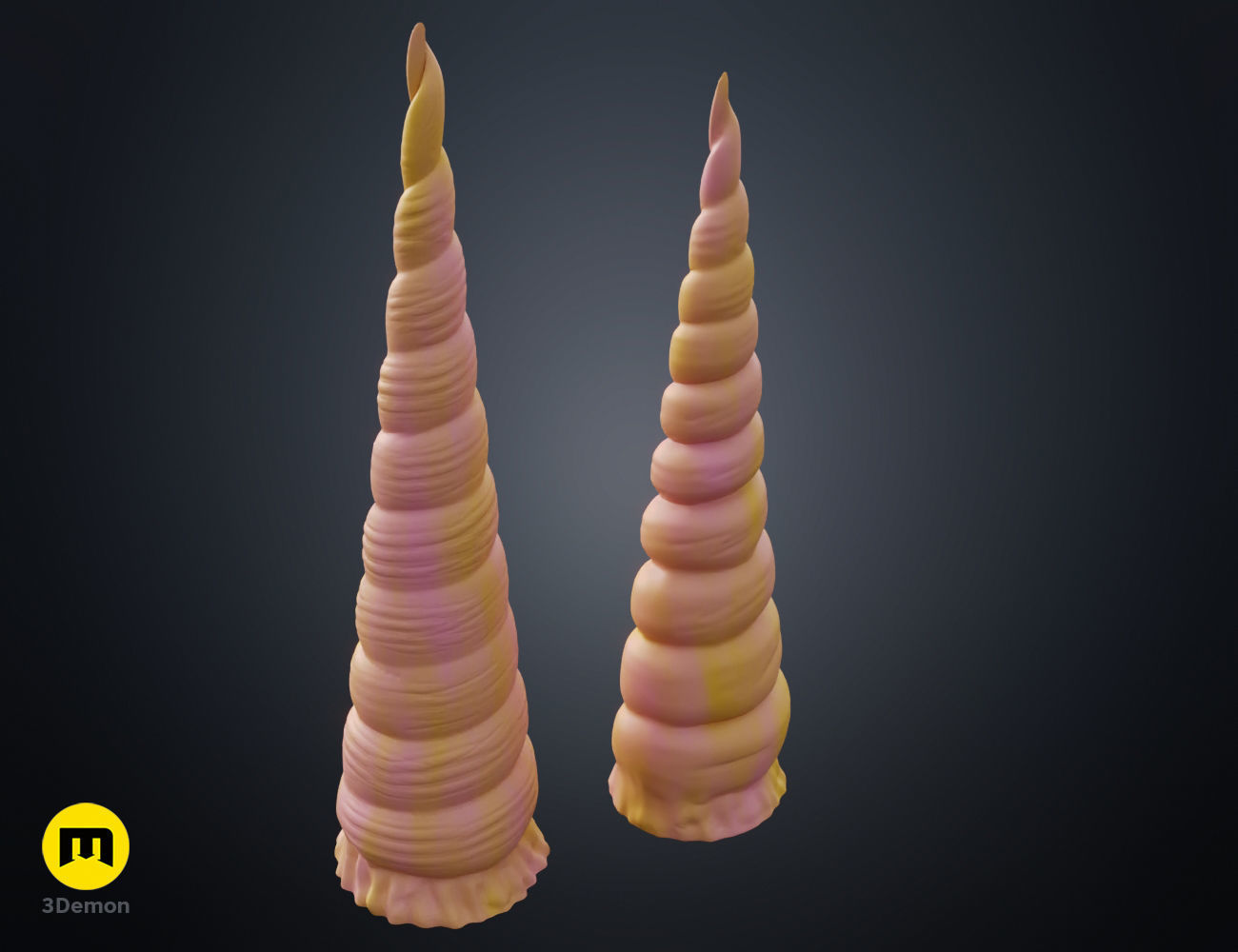 Textured Unicorn horns 3D print model_3
