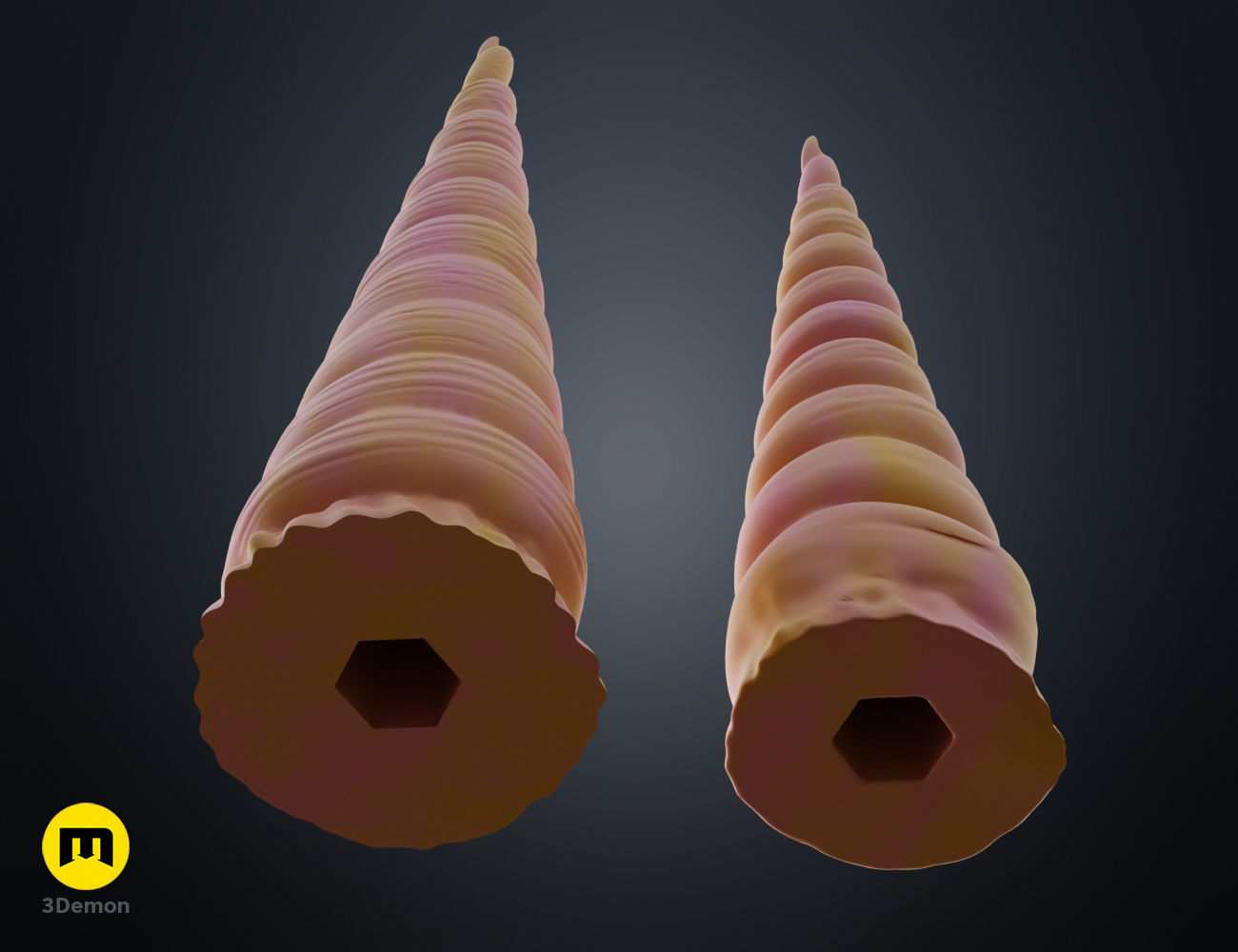 Textured Unicorn horns 3D print model_4