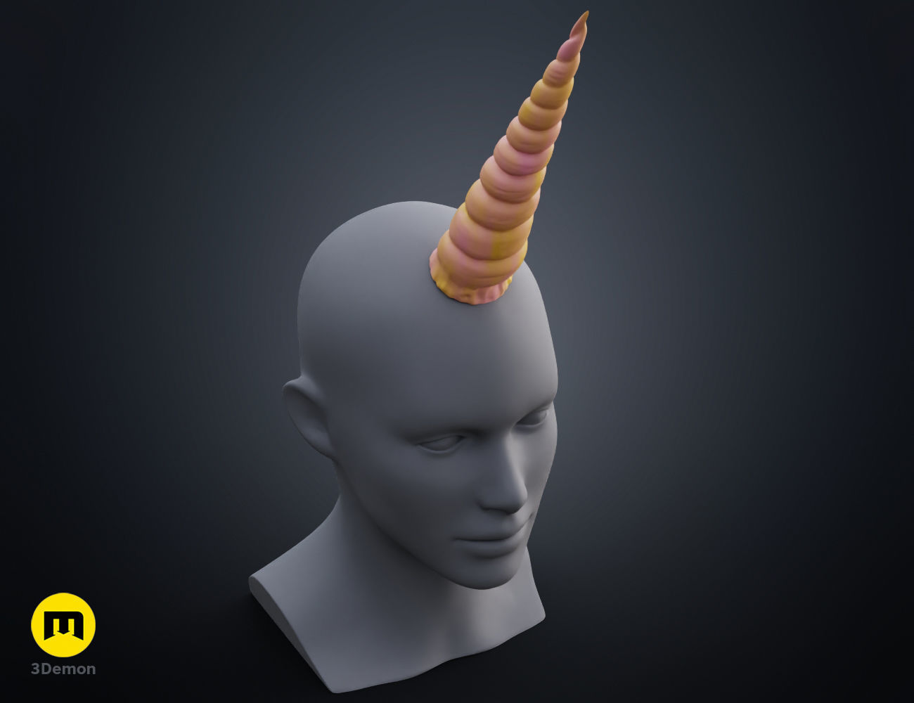 Textured Unicorn horns 3D print model_7