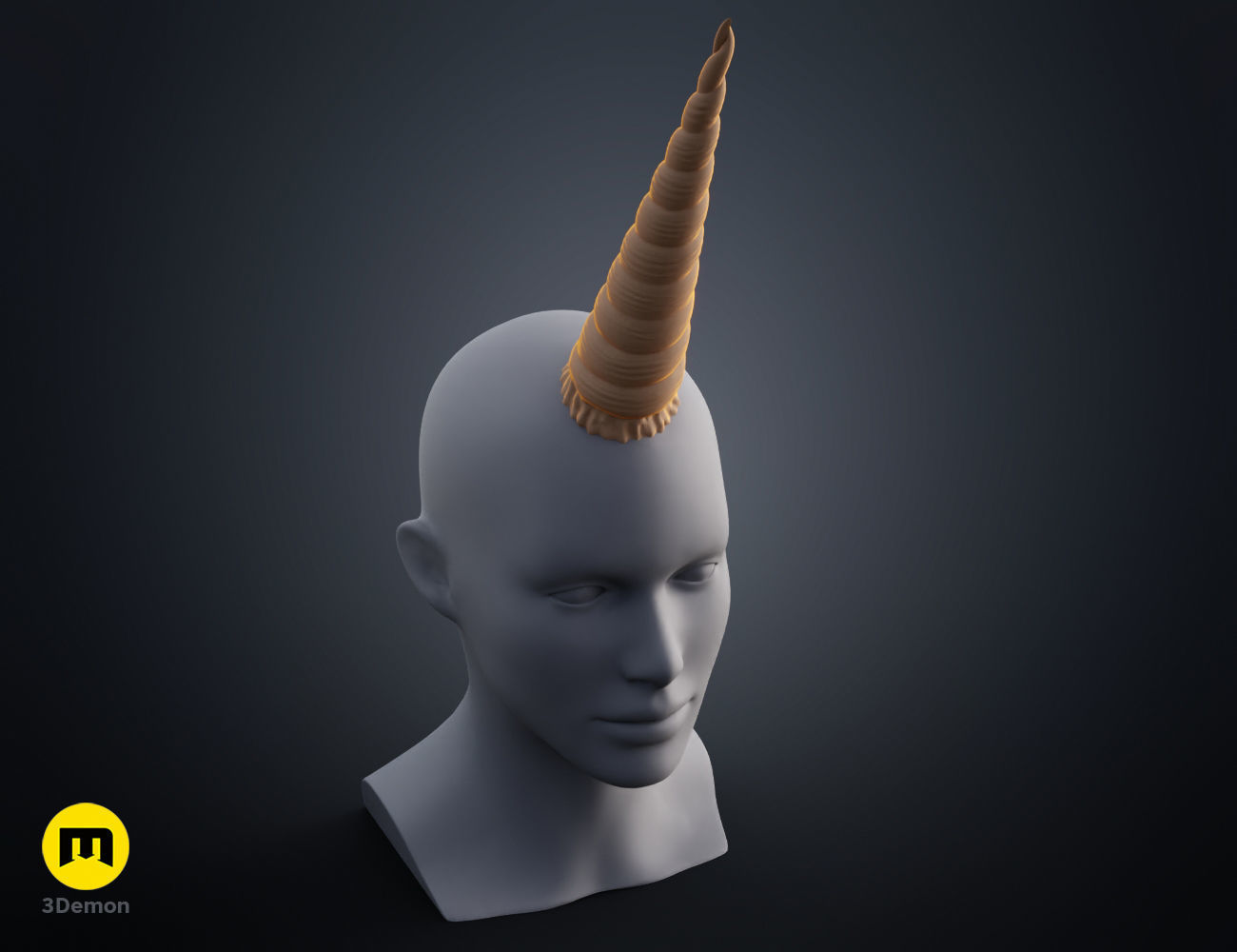 Textured Unicorn horns 3D print model_9