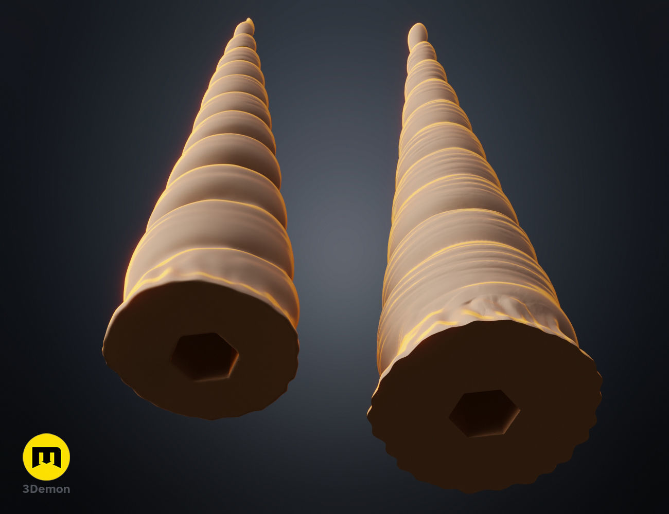 Textured Unicorn horns 3D print model_16