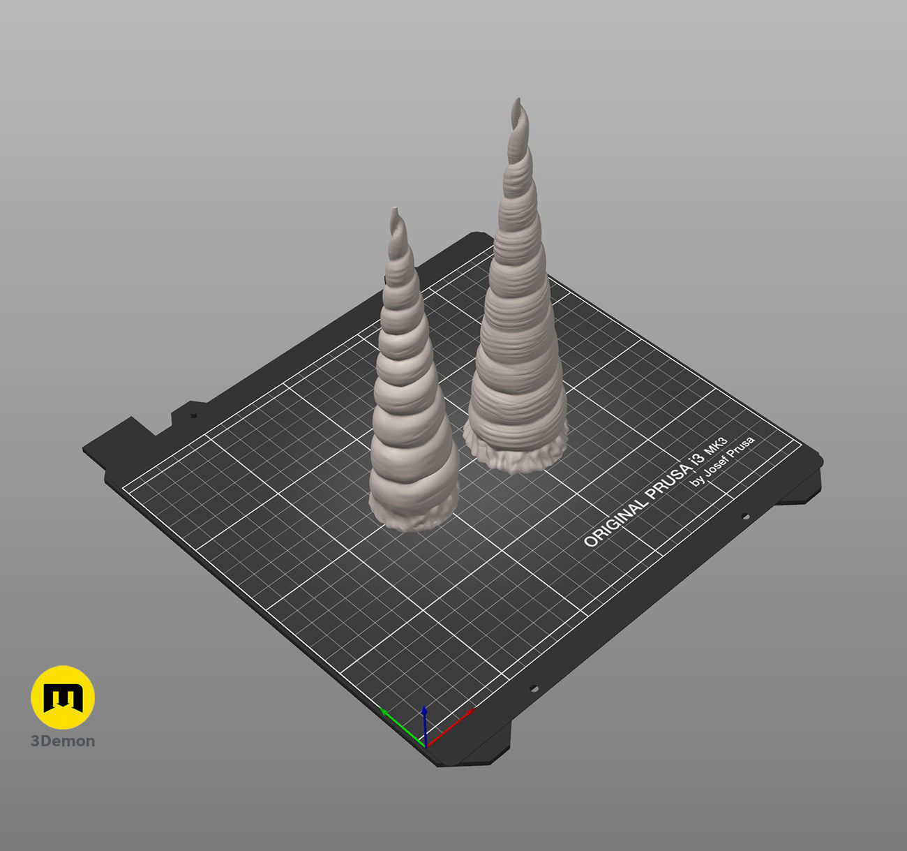 Textured Unicorn horns 3D print model_5