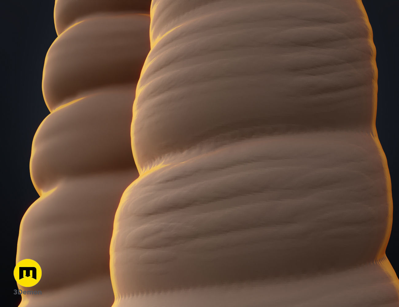 Textured Unicorn horns 3D print model_8