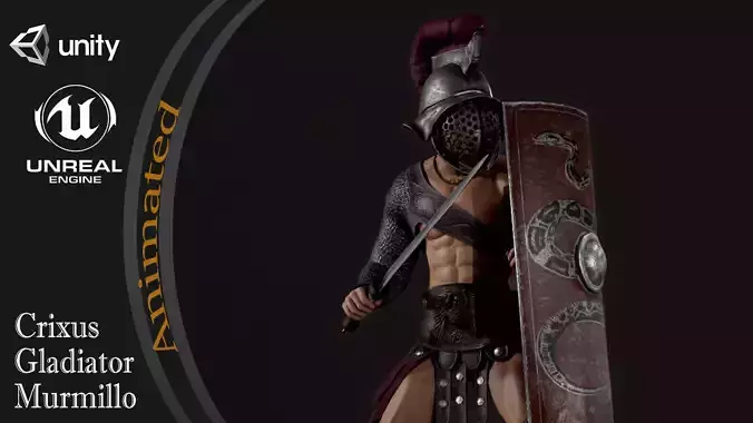 Gladiator Murmillo Crixus Low-poly 3D model