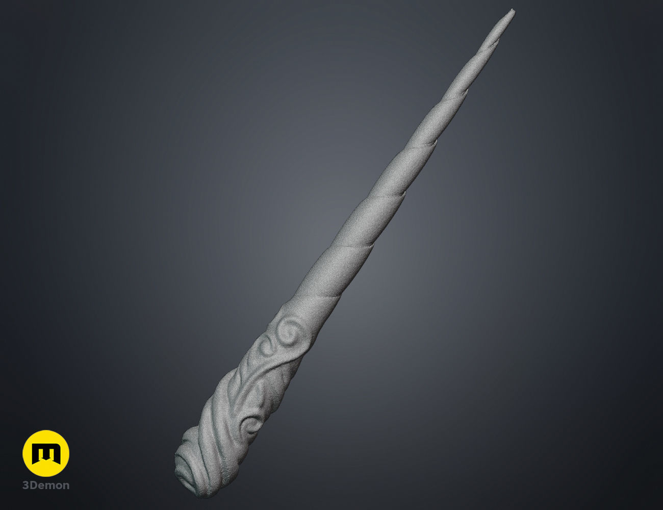 Decorated Unicorn horn 3D print model_14