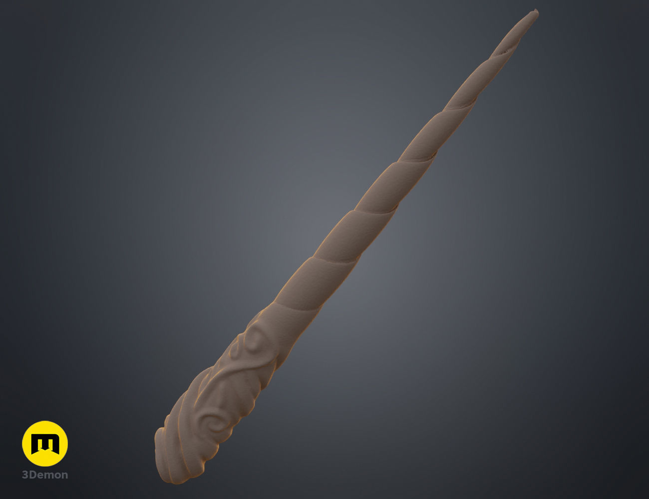 Decorated Unicorn horn 3D print model_13