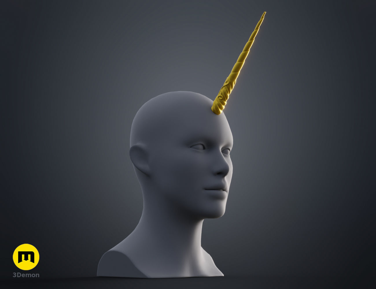 Decorated Unicorn horn 3D print model_3